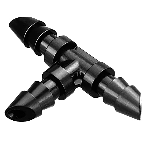 JAYEE 50 Pack Drip Irrigation 1/4” Barbed Tee Fittings, Barbed Connectors Fits Universal 1/4 Inch Drip Tubing, Irrigation Tee for Drip or Sprinkler System - size: 50P-Tee