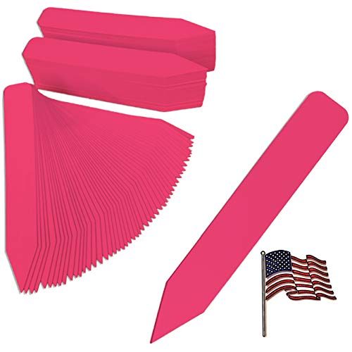 4" x 5/8" HOT Pink Premium Pot Stakes - 500 Pcs - Plastic Plant Tags and Labels - Nursery Garden Tree Labels Waterproof Writeable | Made in The USA |