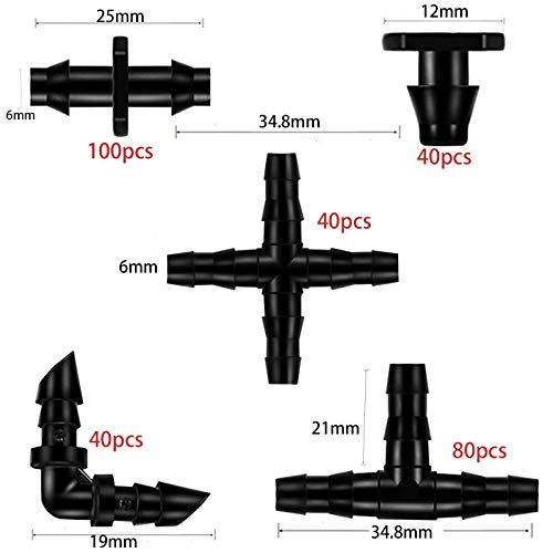 300Pcs Barbed Connectors Irrigation Fittings Kit for 1/4 Inch Tube - color: 300 Pieces Irrigation Fittings Kit