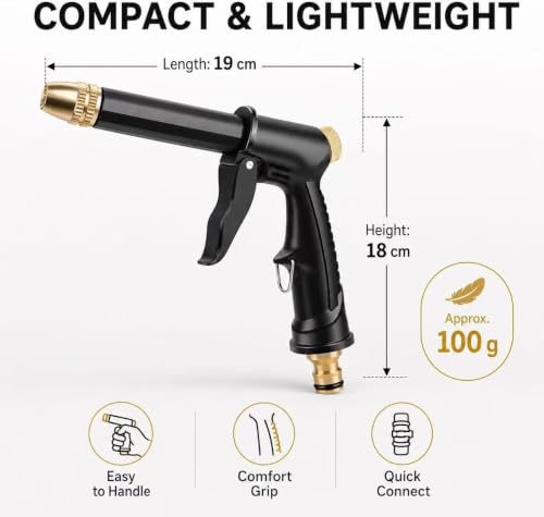 High Pressure Hose Nozzle, 2026 Upgraded Heavy Duty Water Spray Gun with 5 Adjustable Spray Modes, Metal Garden Hose Sprayer Power Washer for Car Wash, Patio Cleaning, Lawn Watering
