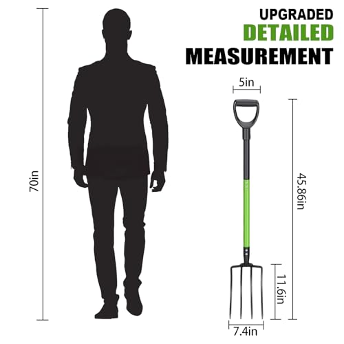 Pitch Fork,4-Tine,45-Inches Garden Fork with Steel D-Handle for Gardening