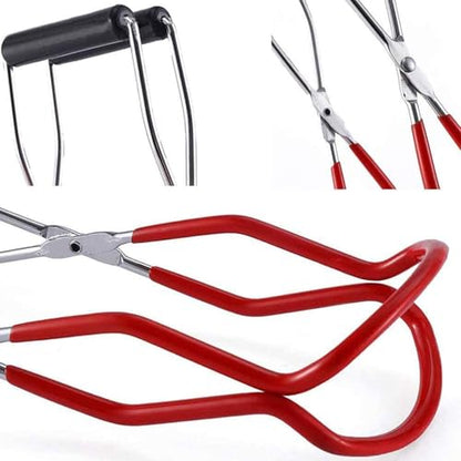 Canning Jar Lifter Tongs - Stainless Steel Jar Lifter with Rubber Grips - color: Red