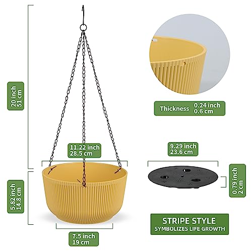 Dexceder 11.2 Inch Self Watering Hanging Planter (2 Pack, Yellow) - color: Yellow, size: 11.2 inch