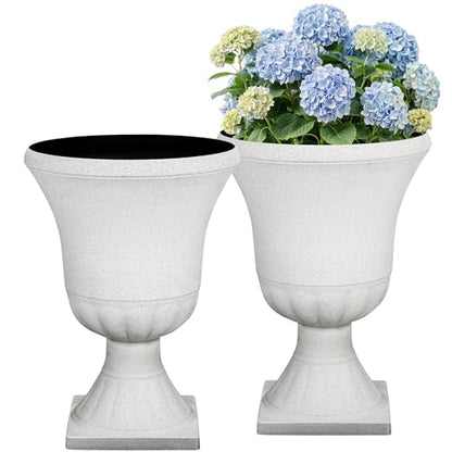 22" Tall Urn Planters Set of 2 Large Flower Pots, Indoor Outdoor Use - color: 22"h-white Terrazzo