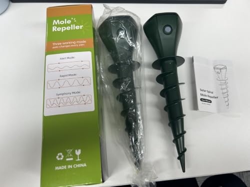Mole Repellent Solar Powered Ultrasonic,Deer Repellent Devices,Gopher Trap Groundhog Repeller,Sonic Spikes Get Rid of All Pests Vole, Chipmunk,Cat,Skunk,Snake,Mole Trap for Lawn, Garden Yard (4P)