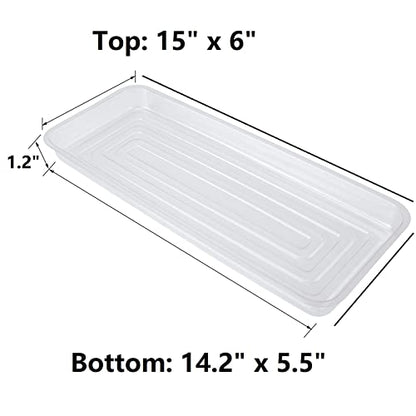 Idyllize Rectangular 5 Pieces of 15 by 6 Inch Clear Thick Plastic Heavy Duty Sturdy Plant Saucer Drip Trays for pots, Window Sills and Window Shelf (15"x6") - color: Rectangle, size: 15"x6"