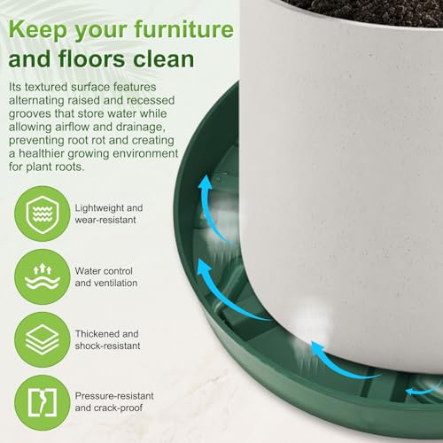 M METERXITY 2-Pack Plant Saucer, 5.51 Inch/14 cm Plastic Plant Trays Thicker for Pots/Indoor/Outdoor/Water Drainage and Protection, Flowerpot Drip Tray [Green] - size: 5.51 in