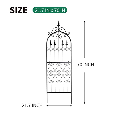 Garden Trellis for Climbing Plants, 70" H x 21.7" W Heavy Duty Metal Trellis, 6FT Rustproof Black Iron Vine Support Trellis with 9.2" Ground Stakes, Decorative Cupid Arrow Design Roses, Vines - size: 70 inch-1 pack