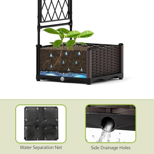 Garvee Garden Arbor with 2 Planter Boxes, PE Coated Garden Arch Trellis - size: 6.5 × 7.2 ft