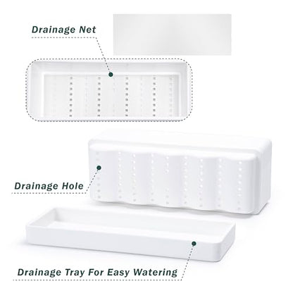 D'vine Dev Rectangular Planter, 12 x 4.5 in, White, Set of 1, 76-X-A-1 - color: White