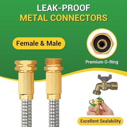 Garden Hose - Short Water Leader Metal Hose 3 FT with Female to Male Fitting, Flexible, Heavy Duty Hose Extension for Outdoor Hose Reel、Dehumidifier、RV、304 Stainless Steel - size: 3 FT, style: Male to Female