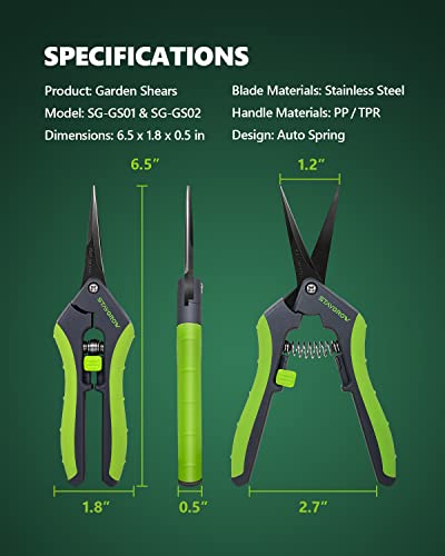 2pcs 6.5" Pruning Shears for Gardening Ultra Sharp Garden Scissors - size: 6.5 Inch Straight & Curved