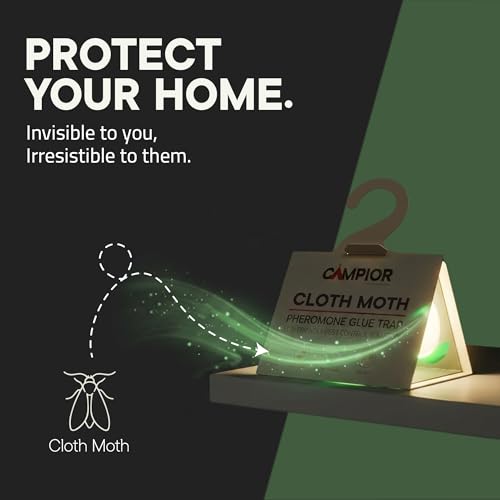 Clothing Moth Traps with Pheromones (12 Pack) Non‑Toxic, Sticky Glue Traps for Clothes Moth Treatment & Prevention, Case‑Making & Web‑Spinning Moths, for Closets & Storage, Protects Clothes & Carpets - size: 12-pk Cloth