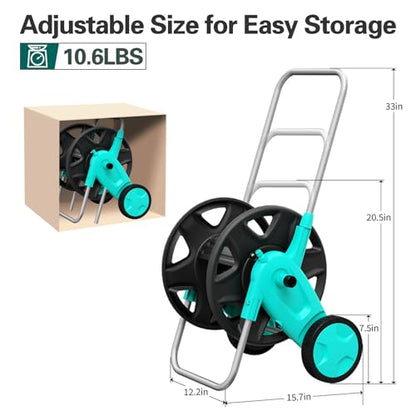 Portable Garden Hose Reel Cart, Hold Up to 100-120 Ft of 5/8 Inch Hose