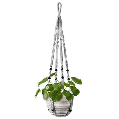 Mkono Macrame Plant Hanger Indoor 35 Inch Hanging Planter Basket Grey 1Pc - color: Gray