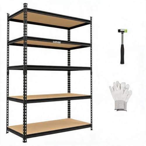 Heavy Duty 5-Tier Storage Shelves, 2204 lbs, 72" H x 48" W x 24" D - size: 72" H x 48" W x 24" D
