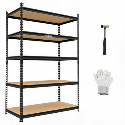 Heavy Duty 5-Tier Storage Shelves, 2204 lbs, 72" H x 48" W x 24" D - size: 72" H x 48" W x 24" D