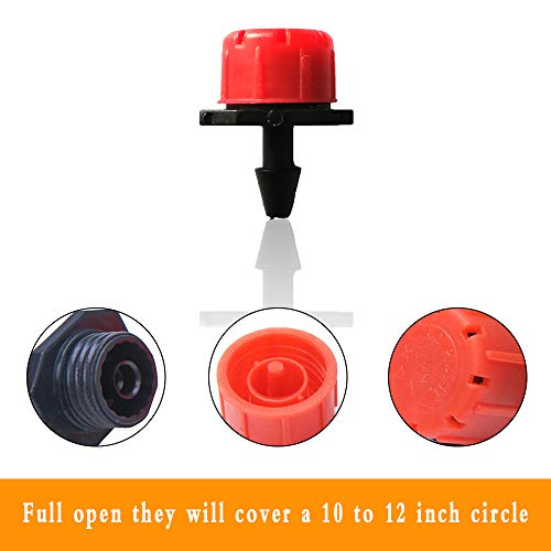 1/4 Inch Adjustable Drip Irrigation Parts, Irrigation Drippers Sprinklers for Drip Irrigation System (100)