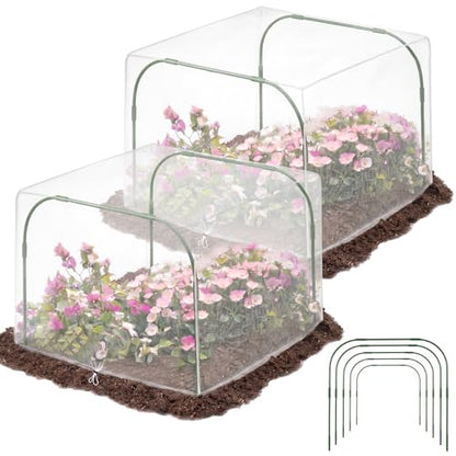 Woanger 2 Pack Garden Netting for Raised Beds Rectangular Pest Barrier with Hoops for Garden Protection Plant Mesh Netting with Drawstring Plants Vegetables Fruits Flowers(for 40x40x20 in)