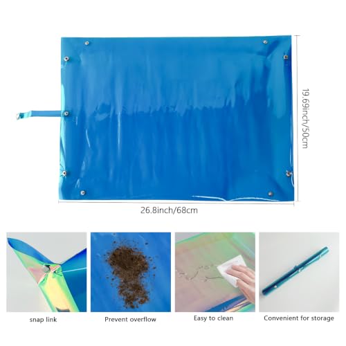 Kasepie Pink PVC Plant Repotting Mat, 19x27 Inch, Foldable Dirt Control Tray for Indoor Transplanting, Gardening Gift for Women and Men (Blue) - color: Blue