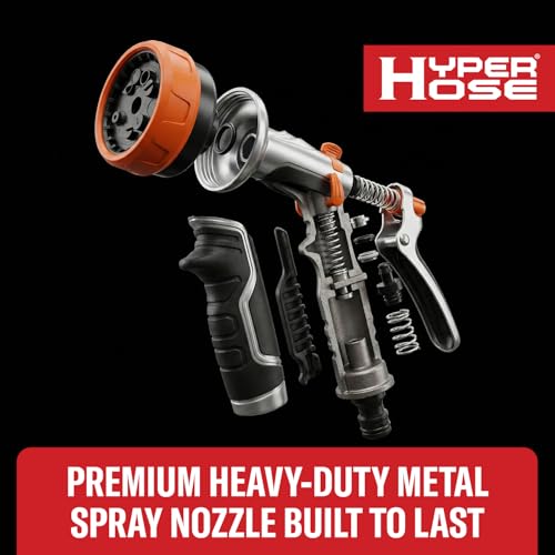 Heavy-Duty Metal Garden Hose Nozzle Sprayer- 316 Stainless Steel - High-Pressure 120 PSI - Multi-Function Spray with Ergonomic Handle - 10 Way