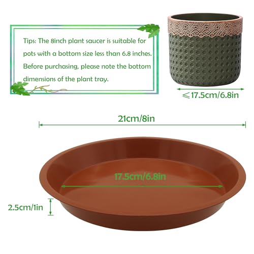 6 Pack 8 Inch Round Plant Saucers for Less 6.8 Inch Pot Indoors Outdoors Plant Trays for Pots Planter Saucer Plastic Plant Drip Tray Planter Water Tray for Potted Plants(Terracotta, 8"(6pcs)) - color: Terracotta, size: 8"(6pcs)