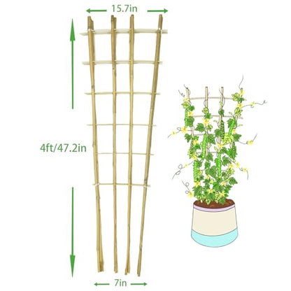 Natural BambooTrellis, 4Feet,3Pack,GUANGYE,Fan-Shaped Plant Support Trellis - style: 4Feet,3Pack