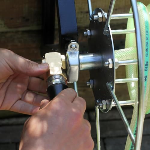 SIGURANTA Garden Hose Reel Replacement Fitting,Brass 3/4"GHT Female to 1/2"NPT Male Swivel Elbow adapter (3.07 inches in length) - color: 3.07 inches in length (6 piece)