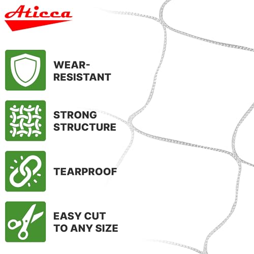 ATICCA 5x225 FT Heavy Duty Trellis Netting, 6-Inch Mesh, White Polyester - size: 5x225ft Polyester Trellis Netting