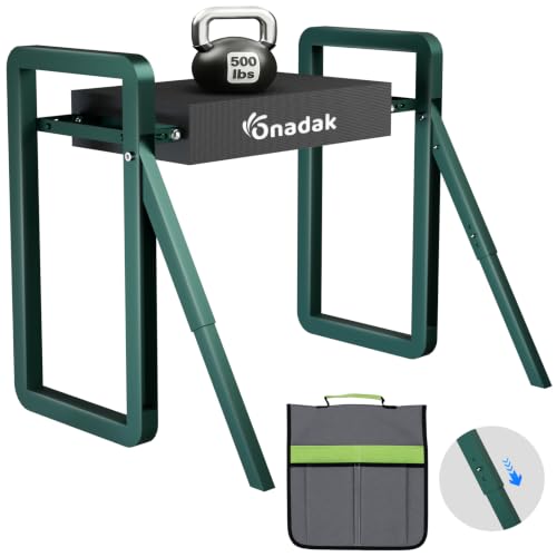 Garden Kneeler and Seat Foldable Gardening Stool with Extendable Legs - color: Metallic Green