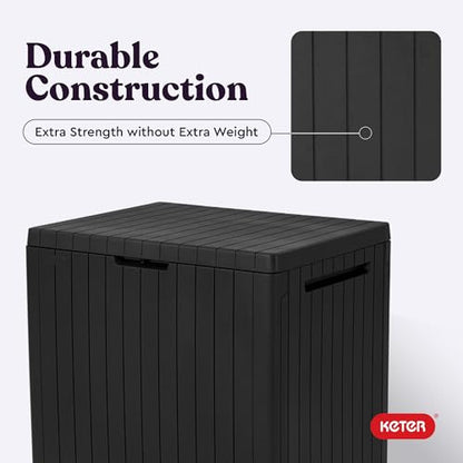 Keter City 30 Gal Outdoor Storage Box and Patio Side Table - color: Dark Grey