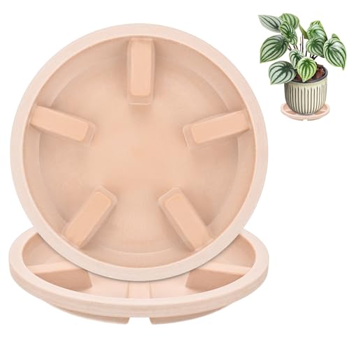 M METERXITY 2-Pack Plant Saucers, 6 Inch OD Anti-Rot Root Resin Flower Pot Plant Saucers for Indoor/Outdoor, Flowerpot Drip Tray [4.7 Inch ID, White Pottery] - color: White Pottery, size: 6 Inch OD