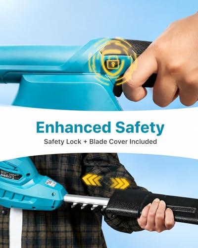 SEESII 20V Pole Hedge Trimmer Cordless, 8.5 FT Reach, Dual 4.0Ah Batteries - color: Sky Blue