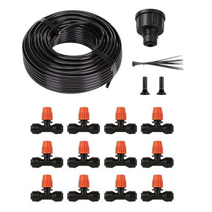 50FT Drip Irrigation Kit, Quick Connect Garden Watering System, Easy Install Drip Irrigation System with Misting Nozzles for Patio, Potted Plants, Small Garden & Greenhouse - size: 50FT