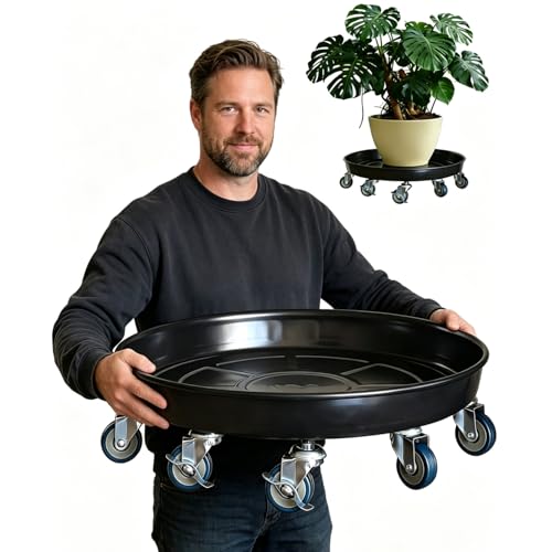 Rolling Planter Caddy(570lbs Capacity), Heavy Duty Metal Plant Stand with Brake Wheels Plant Dolly Mover Plant Pot Tray Saucer for Indoor Outdoor 20 Inches Black - color: 20Inchesblack 1-Pack