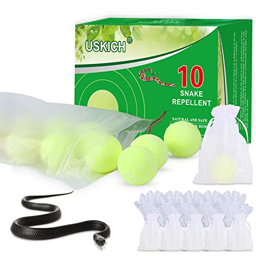 USKICH 10 Pack Snake Away Repellent, Snake Repellent Balls for repelling Snakes Rats and Other Pests, for Yard Lawn Garden Camping Fishing, Natural Plant Formula Pest Insect Control(Recipe Upgrade)… - color: Yellow-snake