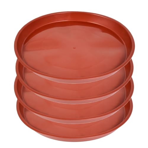 Kichwit 13.5 Inch (12 Inch Base) Plant Saucer, 4 Pack Round Plastic Plant Trays for Indoor & Outdoor, Brown - color: Brown, size: 13.5" (4 Pack)