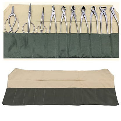 Pwshymi Bonsai Tool Roll, Multifunctional Tool Pocket Bag Garden Tool Roll Bag, Bonsai Tools Bag Waterproof Canvas Compact Bonsai Tool Storage Bag