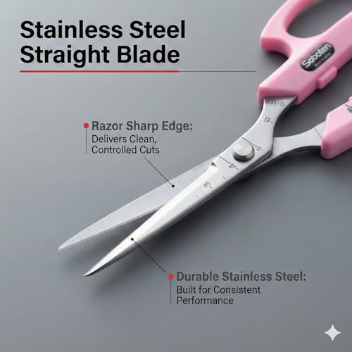 Saboten Stainless Steel Straight Blade Trimming Scissors Pink PT-12 160mm Precision Gardening Bonsai and Floral Shears Made in Japan - color: Pink, size: Stainless Steel Straight Blade