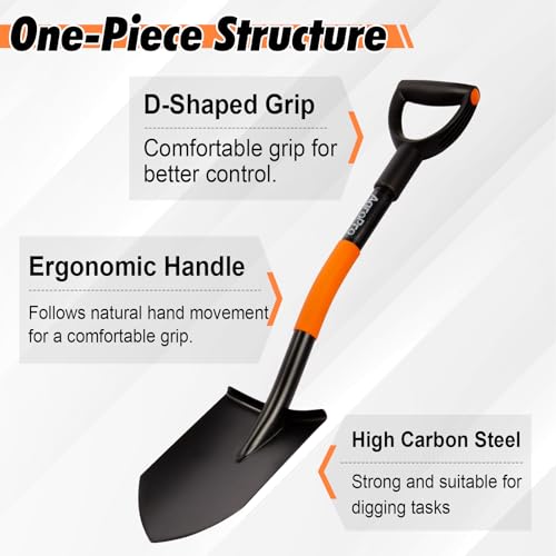 Shovel for Digging, Heavy Duty Garden Shovel with Ergonomic D-Handle, Small Shovel for Planting, 32 Inches