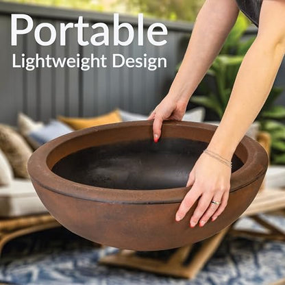 Sunnydaze Percival 20.75" Shallow Outdoor Planter Bowl, Rust, 2pk - color: Rust