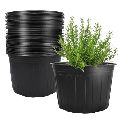 30 Pack 5 Gallon Plastic Nursery Pots,12.8 Inch Thickened Soft Plant Pots with Drainage Holes,Flower Planter Container for Seedlings Garden,Indoor and Outdoor - size: 5 gallon