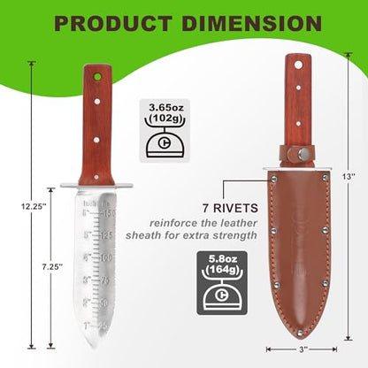 Topline Full Tang Hori Hori Garden Knife, Sharpening Stone Included
