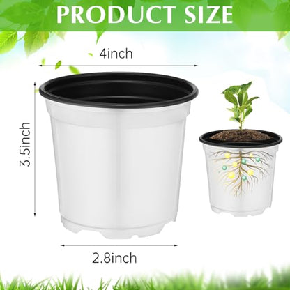Havawish 150 Pcs 4 Inch Nursery Pots with Drainage Holes, White - color: White