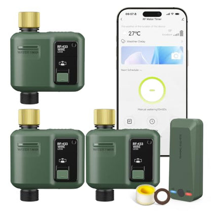 WiFi Water Timer for Garden Hose, 3 Pc Smart Sprinkler Controller - style: 3 Pc