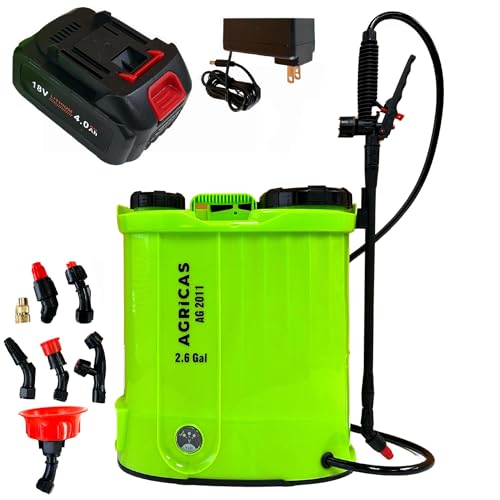 Battery Powered Backpack Sprayer 2.6 Gallon, Adjustable 0-100 PSI Pressure, Compatible with Makita 18V Battery, 7 Nozzles, Telescopic Wand, Charger Included, Electric Sprayer, Lawn & Garden Use - color: Model2-One Battery-2.6 Gal