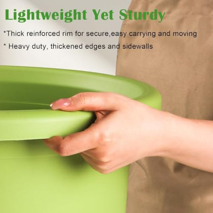 4-Pack 16 inch Large Deep Planters for Outdoor Plants, Heavy-Duty Plant Pot - color: Light Green