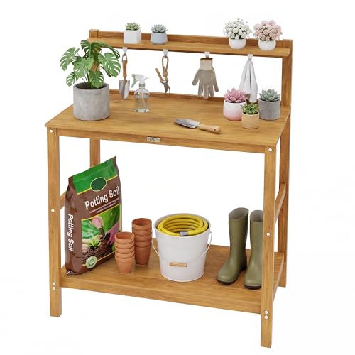 YEFU Potting Table, All-Weather Resistant,Teak - color: Teak, size: Classic