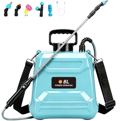 Battery Powered Sprayer 2 Gallon Powerful Electric Weed Sprayer Pump Garden - color: Blue