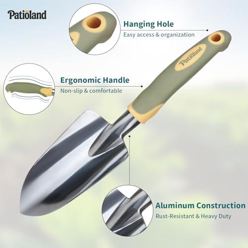 Green Garden Tool Set 4-Piece, Trowel, Fork, Pruning Shear&Gloves - color: green-4pcs
